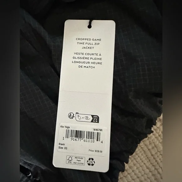 Alo yoga game time crop jacket black XS Jackets & Coats